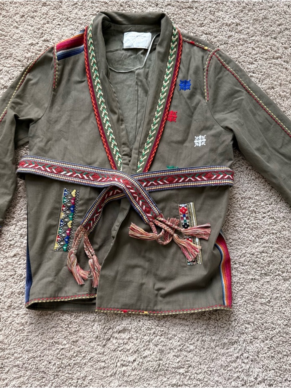 Zara Woman Olive Green embellished jacket